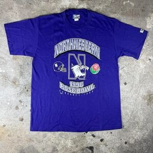 Vintage Northwestern Wildcats 1996 Rose Bowl Football TShirt Lee Sport Purple XL